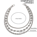 Detailed view of silver triple-layered pant chain with star charms and lobster clasps - Silver Color (01960)