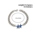 Silver Cuban chain bracelet with two blue enamel stars, 22cm length and lobster clasp - Silver & Blue