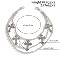 Catena per pantaloni gotica a tre strati con croce in argento, lunga da 47cm a 62cm - Argento (01998)