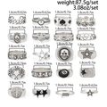 20-teiliges Vintage Punk Totenkopf Ringe Set in Silberoptik mit Größenangaben - Vintage-Silber-Stil (06814)