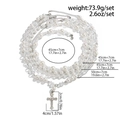 Collier multi-rangs en perles et cristal avec pendentif croix argentée pour homme - Blanc K-06852