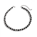 Men's hip hop necklace featuring black pearls and silver-tone twisted metal chains - Necklace / Silver Black Style (07420)