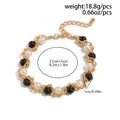 Hip hop pearl chain necklace with black and white beads and gold metal links - Bracelet / Gold Style (03015)
