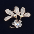 Detail of rose gold flower brooch with white crystals and AB stones on navy velvet - Rose Gold Flower Style (Small Flower)