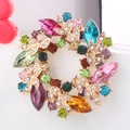 Luxury gold wreath brooch with colorful rhinestones for suits and scarves decoration - Colorful (Pin)
