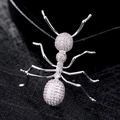 Elegant silver ant brooch with sparkling zircon inlay for women suit lapel accessories - Silver Ant Style