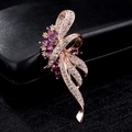 Elegant rose gold ribbon brooch with purple marquise gemstones and white rhinestones - Rose Gold with Amethyst Color