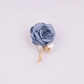 Spilla rosa in tessuto blu Morandi con perla bianca e spillo dorato lungo per cappotto - Stile A / Blu Con Ramo Dorato
