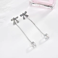 Orecchini pendenti a fiocco con strass brillanti e ciondoli a cubo trasparenti - Stile Lungo Fiocco