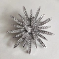 Exquisite silver sunflower brooch featuring radiant rhinestones in a starburst pattern - Silver Sunflower
