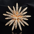 Elegant gold sunflower brooch with micro-paved rhinestones and a multi-layered design - Gold Sunflower