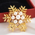 Elegante spilla a fiocco di neve con cristalli baguette gialli e lega dorata lucida - Oro