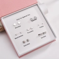7-Tage 925 Silbernadel Ohrstecker Geschenkset für Damen mit vielfältigen modischen Mustern - Kleeblatt Stern Set (Option D) - Ohne Geschenkbox