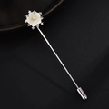 Elegante broche de flor de nácar y circón con aguja larga de plata para abrigos - Forma de Pequeña Estrella