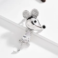 Spilla chic a forma di topo in argento con zircone a pera scintillante e cristalli fini - Argento