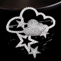 Detailed close-up of cloud and star brooch featuring silver plating and zircon inlay - Cloud