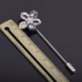 Elegant rhinestone flower stick pin with purple crystals and 9cm silver needle for suits - Purple Floral Style (bz5)