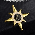 Broche médaille étoile hexagonale plaquée or avec détails en émail noir et blanc - 2-Étoile Britannique
