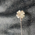 Silver four-leaf clover lapel pin with shimmering rhinestones on dark velvet - Silver Clover (bz13)