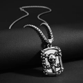 Collar retro punk con colgante de calavera rectangular y cadena box en plata - Cara de Fantasma (4743259330140)
