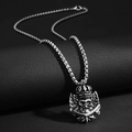 Colgante calavera corona punk retro en plata vintage con collar de cadena de caja - Calavera con Corona (4743259330144)