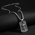 Collar con colgante de calavera plateado mate vintage en cadena box con estilo punk - Placa de Identidad (4743259330146)
