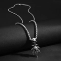 Collar con colgante de calavera y hoja de plata vintage con cadena box para hombre estilo punk - Hoja (4743259330156)