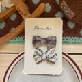 Checkered and floral fabric bow hair clips set on display card for girls - Bowknot Two-Piece Set