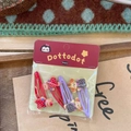 Cute set of four cartoon dog and bear hair clips for children in red and purple - Hair Clip / Red + Purple Puppy