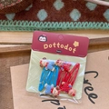 Cartoon puppy and bear hair clip set with red and blue polka dot figures on BB clips - Hair Clip / Red + Blue Puppy