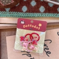 Cute Korean style cartoon bear and rabbit hair ties set for kids in red and pink - Hair Tie / Red + Pink Bear Rabbit