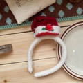 Serre-tête de Noël avec mini chapeau en velours rouge et bordure en laine d'agneau - Style Bonnet de Père Noël Rouge