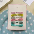 Lot de 12 mini barrettes gouttes pour filles avec motifs floraux et à carreaux colorés - Système Vert