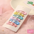 Set de 6 pinzas para el cabello mate en forma de gota de colores dulces en tarjeta - Serie Mate Macarrón (A05)
