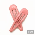 Paire de barrettes à cheveux roses de 5 cm en métal brillant pour les filles - B041
