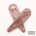 Paire de barrettes à cheveux clic-clac rose poudré en métal pour filles au fini mat - Style Goutte d'Eau (B046)