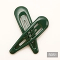 Set of two dark green candy colored metal hollow teardrop hair clips for girls - B051