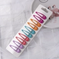 Set of 10 colorful drip-painted water-drop snap clips for girls on white display card - Bright Candy Style (【5】)