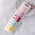 Set of 10 candy-colored teardrop snap hair clips in five colors on a display card - Rainbow Color Style (【6】)