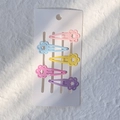 Lot de cinq barrettes à fleurs macaron sur carte de présentation pour enfants et filles - Style Fleur