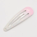 Pink to white gradient BB hair clip with colorful glitter resin finish for girls - Pink