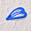Matte Klein blue heart-shaped metal hair clip with hollow design and spring snap mechanism - Fluorescent Blue