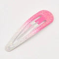 Pink and white gradient snap hair clip with glitter finish for girls and women - Rose Pink