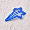 Matte blue star shaped snap hair clip for girls with rubberized lacquer finish - Fluorescent Blue