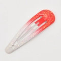 Sparkly red to white gradient glitter snap hair clip with a glossy metal base - Red
