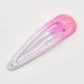 Pink gradient glitter snap hair clip for girls with a teardrop shape and glossy finish - Rose Red