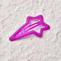 Deep purple star-shaped BB hair clip with matte rubber finish and hollow five-point design - Fluorescent Purple