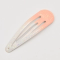 Pink and white gradient waterdrop hair clip with colorful glitter for children - Flesh Pink