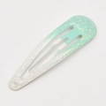 Mint green and white gradient BB hair clip with colorful glitter for children - Green