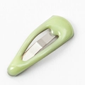 Mini 2cm light green drop-shaped pet hair clip with a glossy finish and silver metal base - Elegant Green